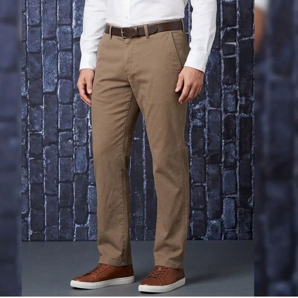 Joseph Abboud Men's Classic Straight Fit Chino Pants - Khaki Brown (Size 34x32)